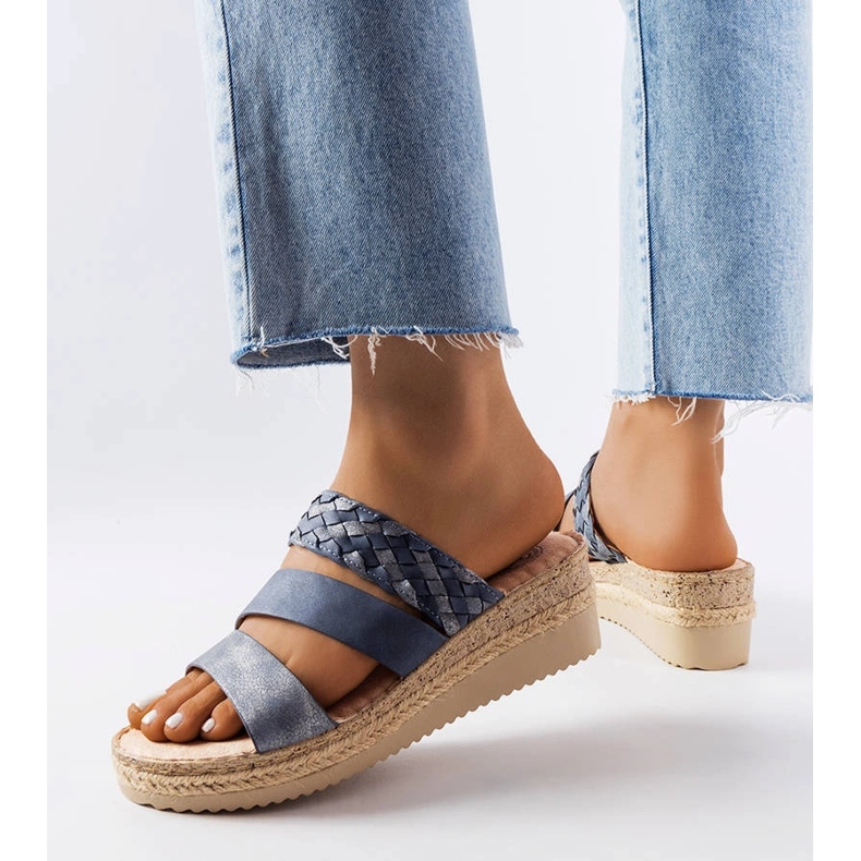 Sandales compensées bleues de Boston 1