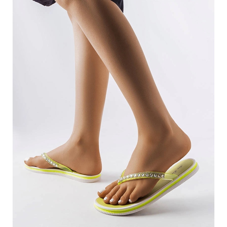 Tongs à strass vert fluo Patrier 2