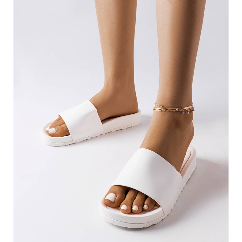 Inna Claquettes en caoutchouc blanc Sabourin blanche 1