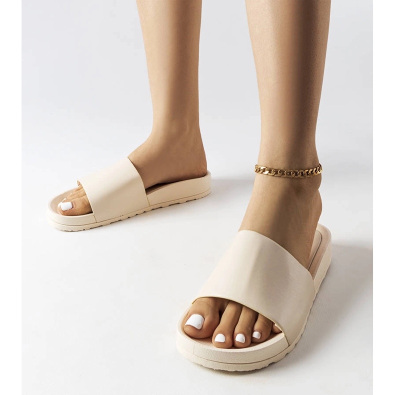 Claquettes en caoutchouc beige Sabourin 1