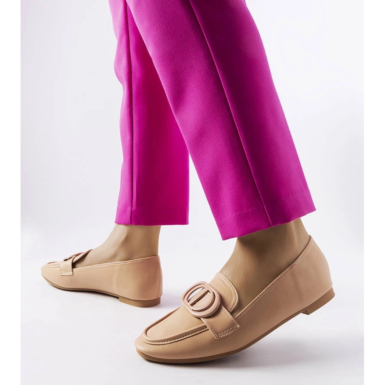 Mocassins beige foncé à boucle Poissonnier 1 Mocassins beige foncé à boucle Poissonnier 1