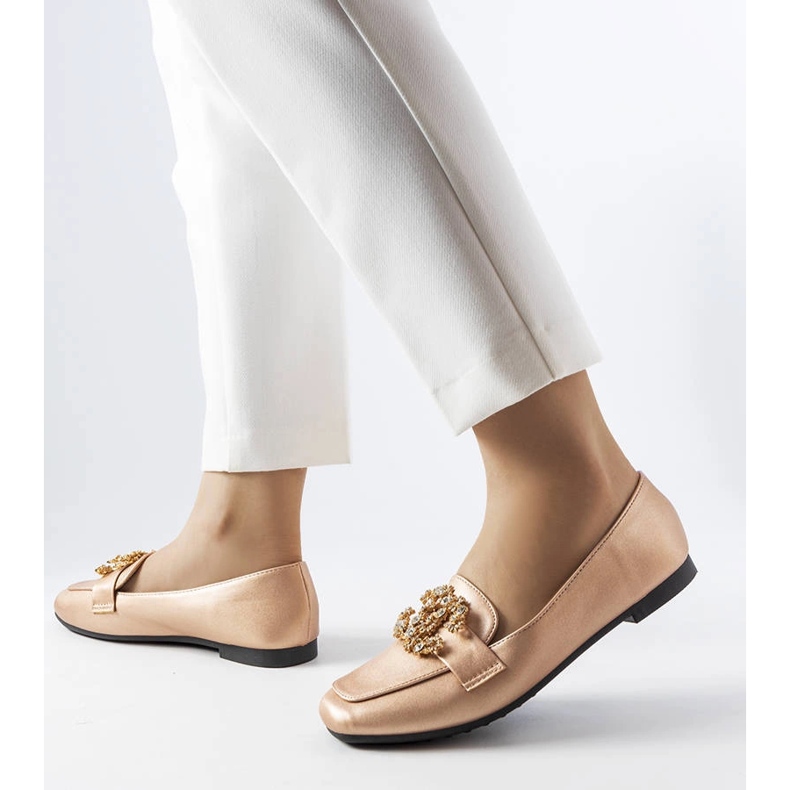 Mocassins dorés avec strass de Neuer d'or 1 Mocassins dorés avec strass de Neuer d'or 1