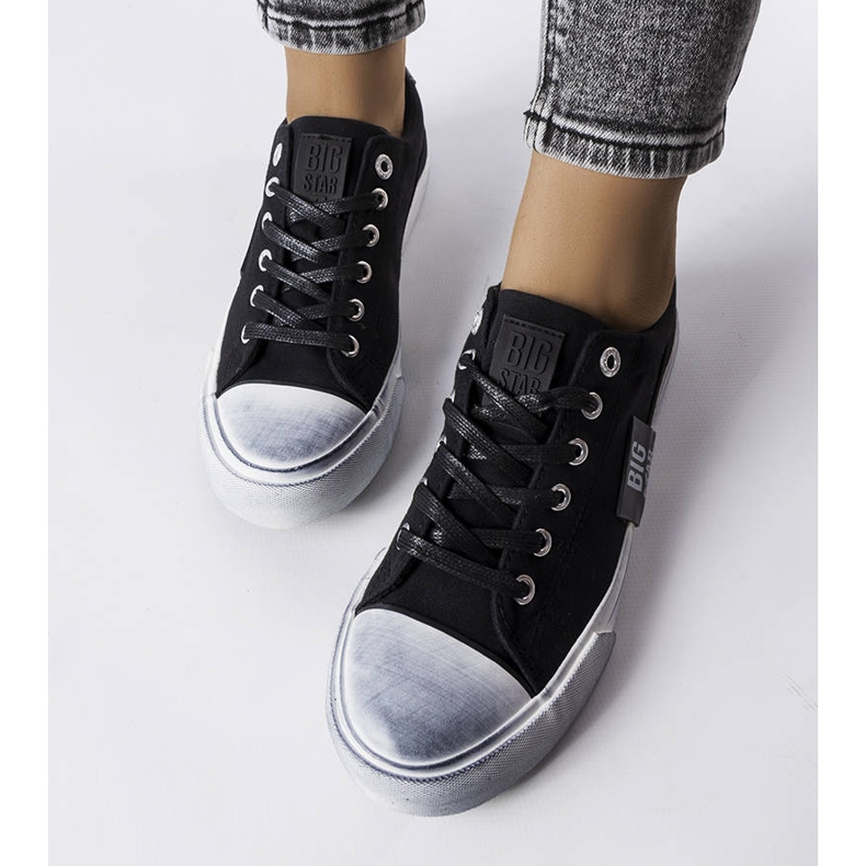 Baskets noires à abrasions Big Star JJ274354 le noir 2