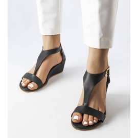 Sandales compensées noires de Durepos le noir 1
