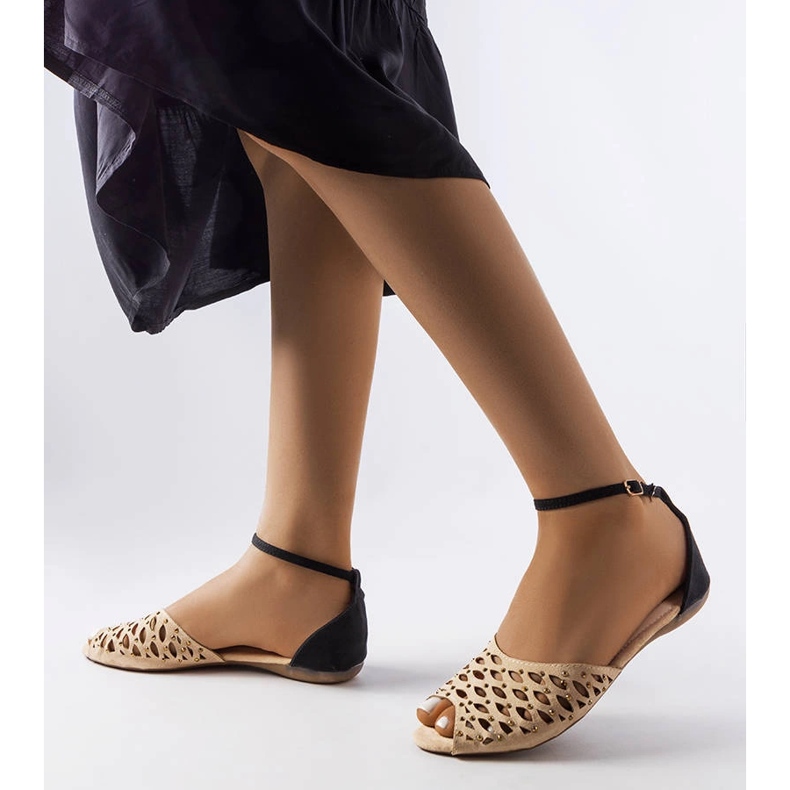 Sandales beiges ajourées à strass Avice 2