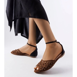 Sandales marron ajourées avec zircons Avice brun 1