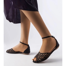 Sandales noires ajourées à strass Avice le noir 1
