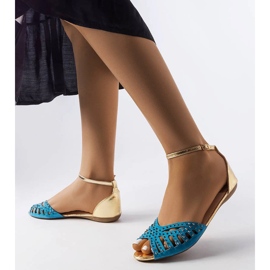 Sandales Aubrette bleues à strass 1