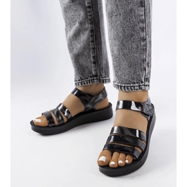 Sandales compensées laquées noires Covillon le noir 1