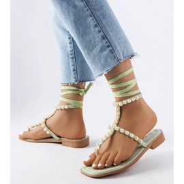Sandales vertes avec perles Graystone 1