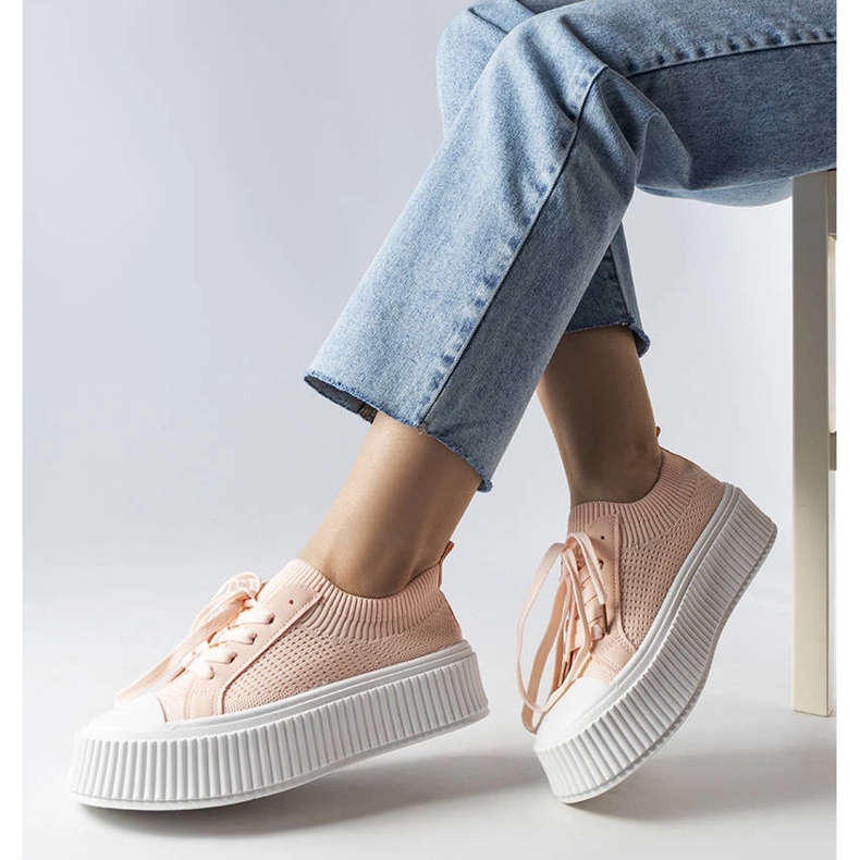 Baskets en tissu rose sur la plateforme Mallus 1