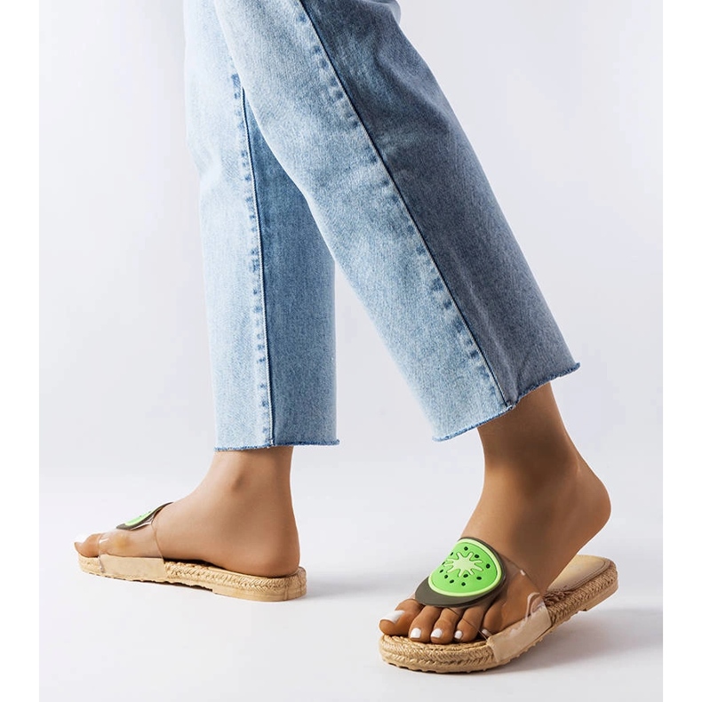 Chaussons transparents à décor Foddie beige 2 Chaussons transparents à décor Foddie beige 2