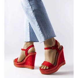 Sandales compensées rouges Inala 1