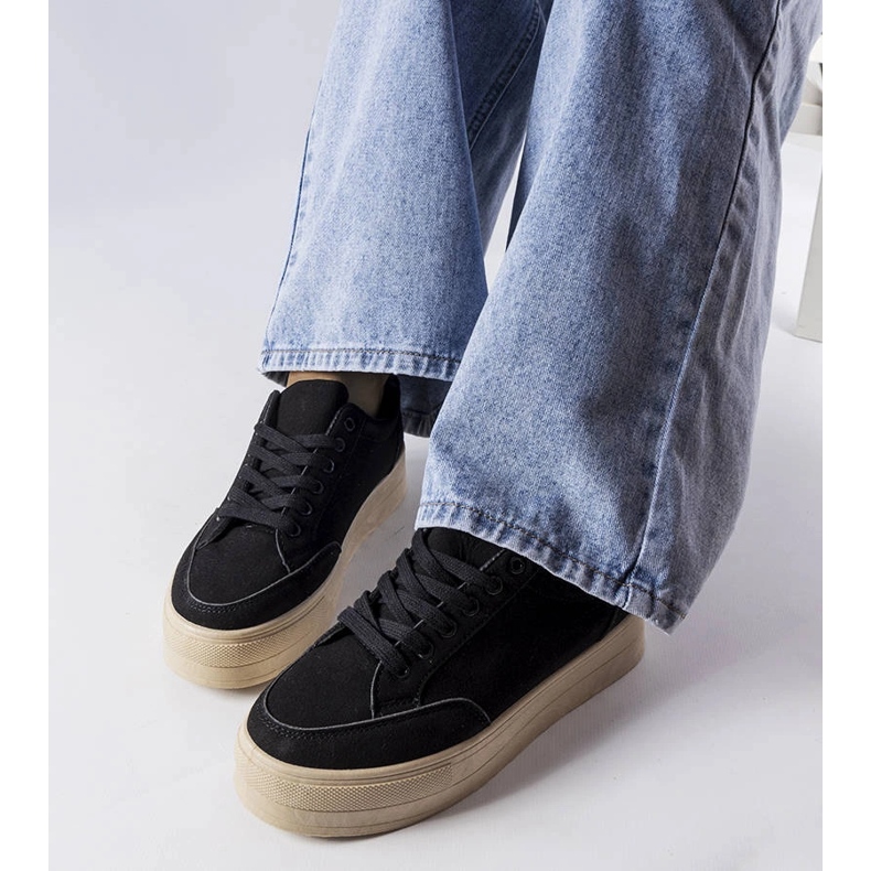 Baskets noires sur la plateforme Amathymes le noir 1 Baskets noires sur la plateforme Amathymes le noir 1