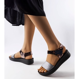 Sandales compensées Blask grises le noir 1