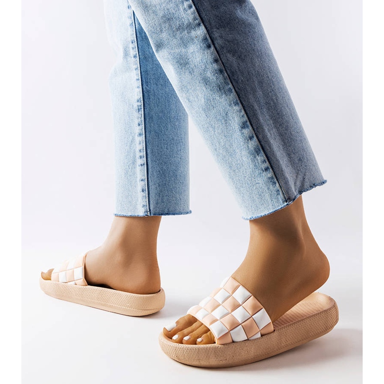 Claquettes à plateforme en caoutchouc beige Elin 2