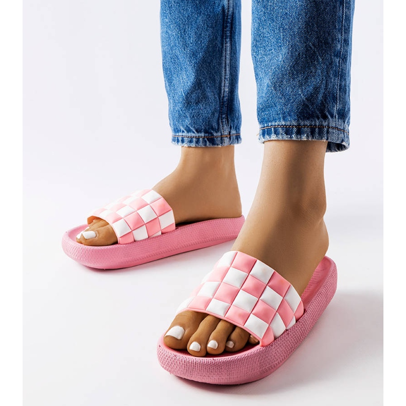 Claquettes à plateforme en caoutchouc rose Elin 1 Claquettes à plateforme en caoutchouc rose Elin 1