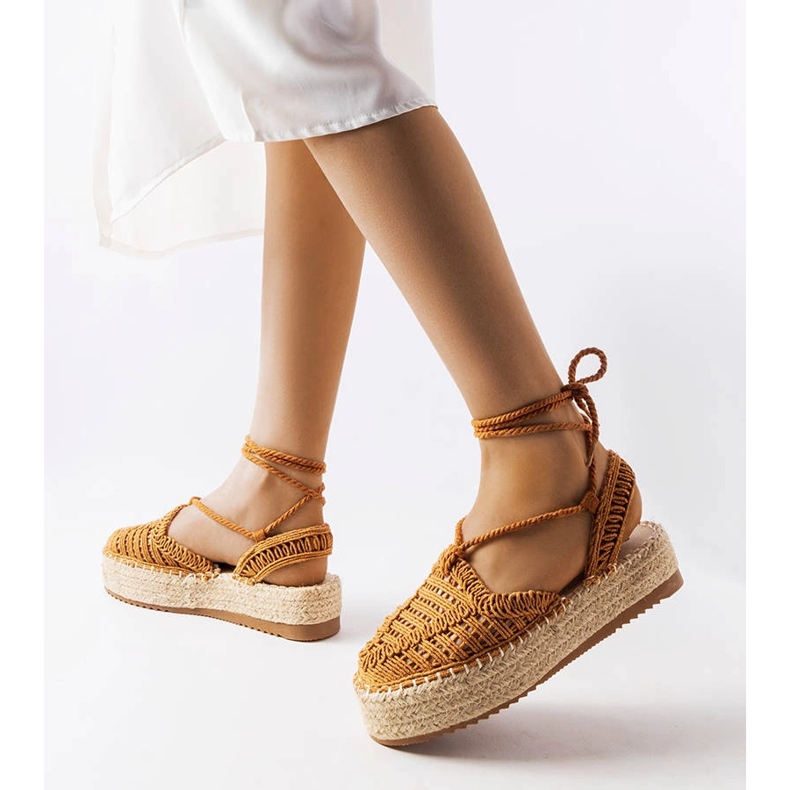 Espadrilles à lacets camel de Partenia brun 1