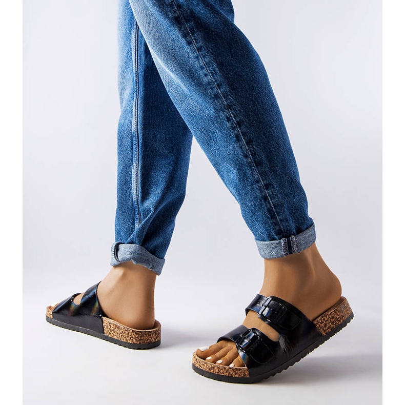 Sliders en liège noir avec boucles de Lee Cooper LCW-22-35-1154L le noir 2