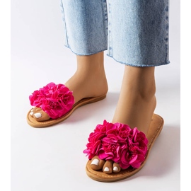 Chaussons Alfrida roses à fleurs 1