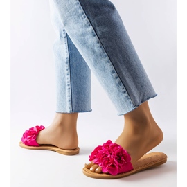 Chaussons Alfrida roses à fleurs 2