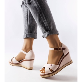 Espadrilles compensées blanches Eleonora beige 1