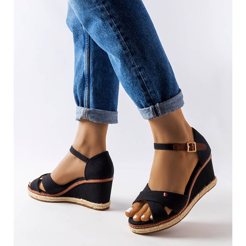 Espadrilles compensées noires Eleonora le noir 1