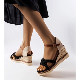 Sandales compensées noires Arabela le noir 1
