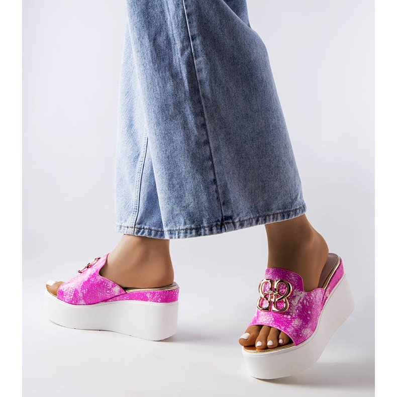 Sandales compensées roses Havana 1