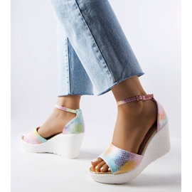Sandales compensées arc-en-ciel pour femmes d'Allis multicolore 1