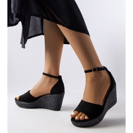 Sandales compensées noires Allis le noir 1