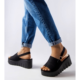 Sandales compensées noires pour femmes de Berfin le noir 1
