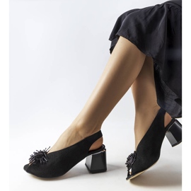 Sandales à perles en daim noir Karino le noir 1