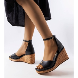 Sandales compensées noires Karino le noir 1