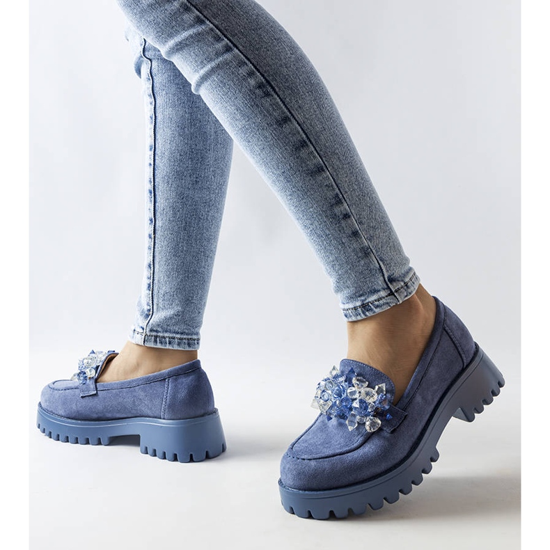Chaussures en daim écologique bleu avec cristaux Lilja 1