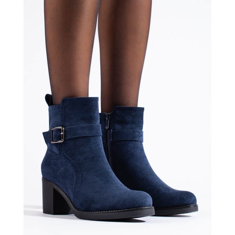Bottines Shelovet en daim bleu marine 1