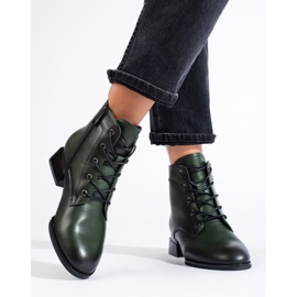 Bottines plates à lacets vert foncé de Vinceza 2