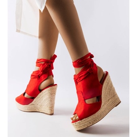 Sandales compensées rouges de Baader 1