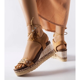 Espadrilles compensées caramel Tahoe beige 1