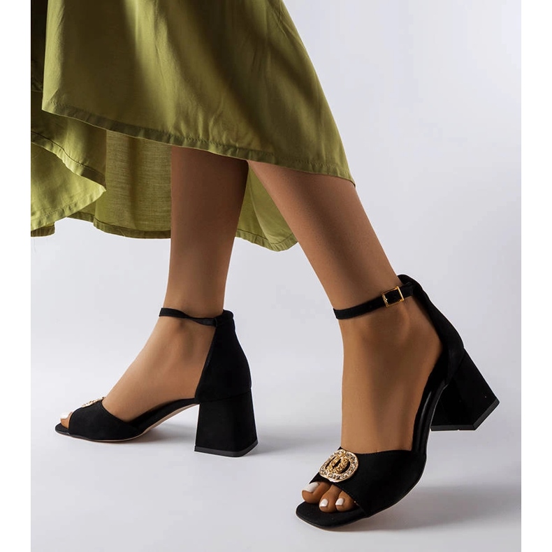 Sandales à talons en daim noir Karino le noir 1