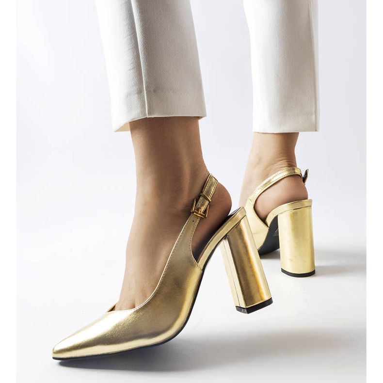 Escarpins dorés à talon ouvert Wechsler d'or 1