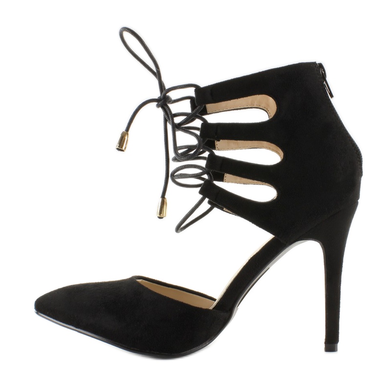 Escarpins en daim noués à la cheville Noir 1