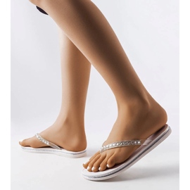 Tongs blanches avec zircons cubiques Patrier 2
