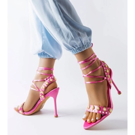 Sandales roses ornées de perles Grange 1