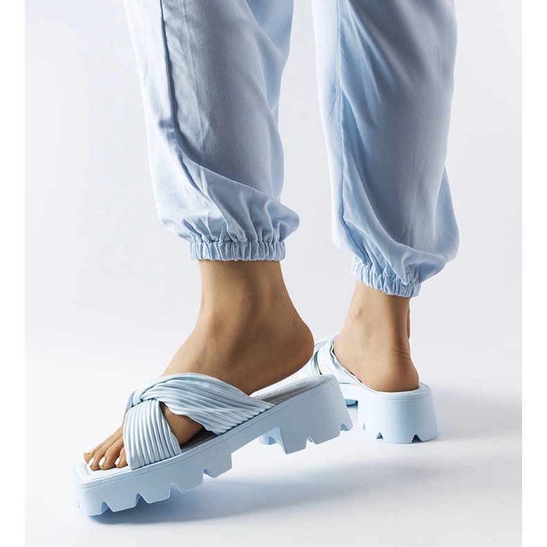 Inna Claquettes Dubé bleues à semelle de tracteur 2