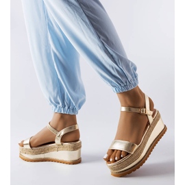 Sandales compensées dorées Access 1