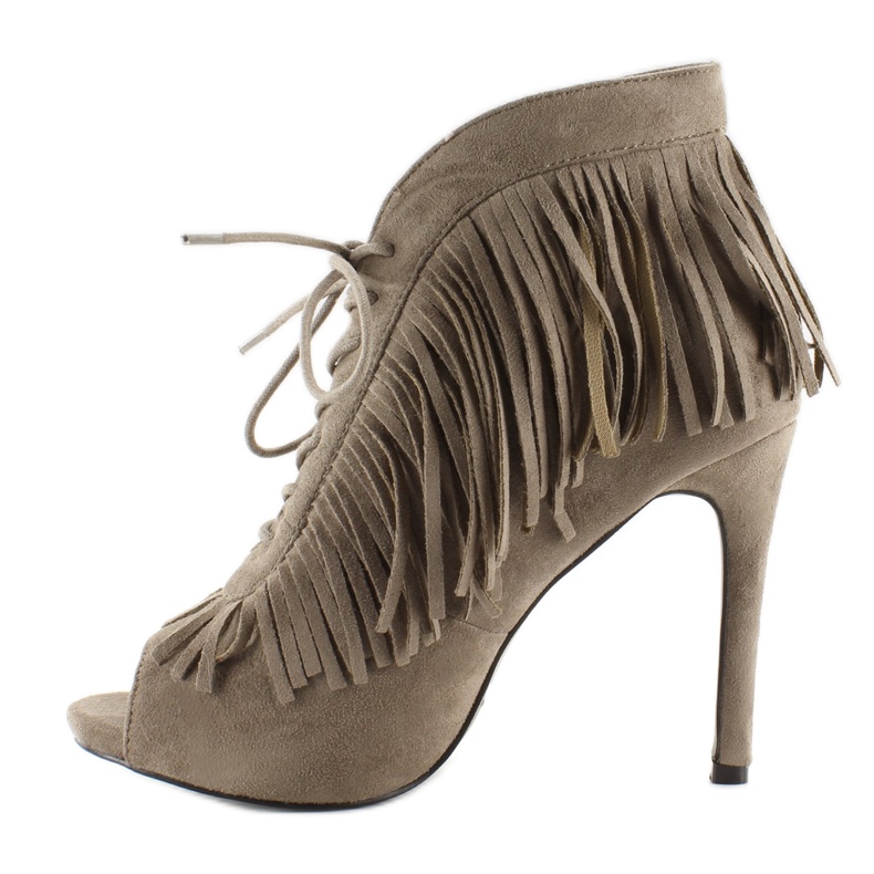 Bottines ouvertes à lacets style bohème 11015 Kaki gris 1 Bottines ouvertes à lacets style bohème 11015 Kaki gris 1