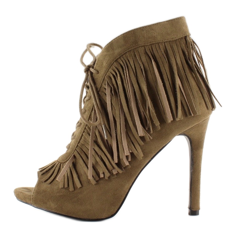 Bottines ouvertes à lacets style bohème 11015 Vert 2