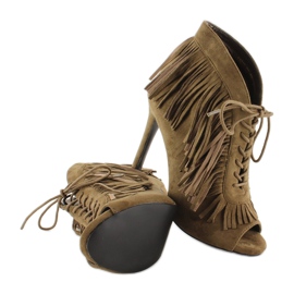 Bottines ouvertes à lacets style bohème 11015 Vert 4