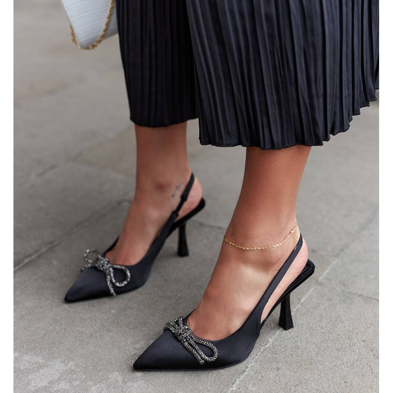 Sandales noires à talons hauts avec nœud Didier le noir 2